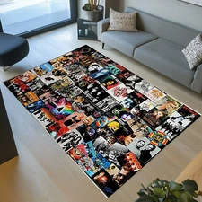 Carpet With Pictures Of 70s Singers, 70s Album Covers Rug, Rock Bands Carpet