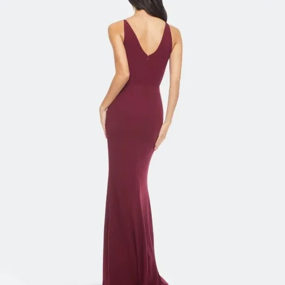 dress the population jordan ruched side slit gown Jordan Dress L / Begonia