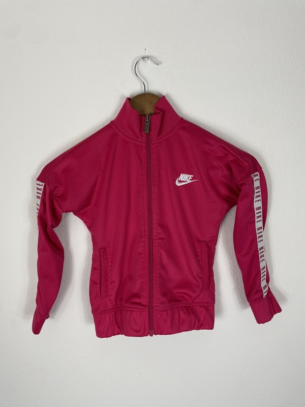 Nike Full Zip Up Track Sweatshirt Jacket Girls Youth 6 Pink Casual Athletic