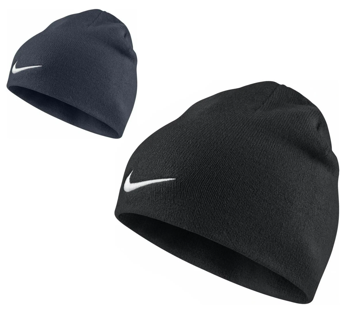 Nike Beanie Hat Sports Winter Outdoors Gym Fitness Black &amp; Navy | eBay