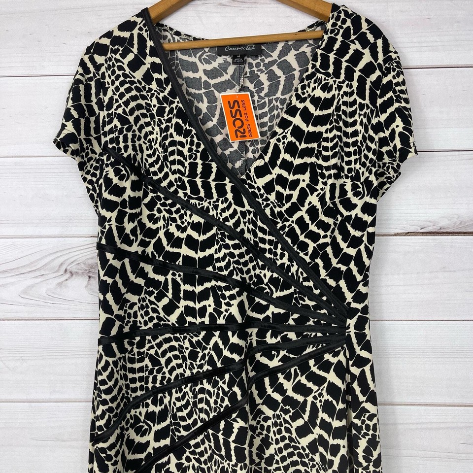 Connected V Neck Animal Print Dress Size 16 NEW eBay