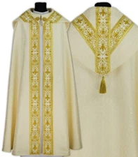 Cream Semi Gothic Cope with stole Vestment Capa pluvial Crema Piviale KY630K25p