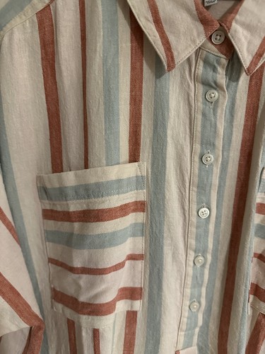 NWT MADEWELL Sasha Stripe Popover Shirt DRESS Linen Blend Nordstrom XL #L9076 - Picture 4 of 8