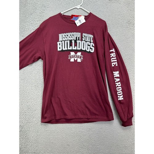 J. America Shirt Men Large Maroon Mississippi State Bulldogs Tee Long Sleeve NEW