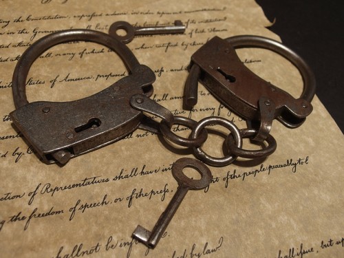 Antique Vintage Style Wrought Iron Handmade Handcuffs Shackles - Decorative