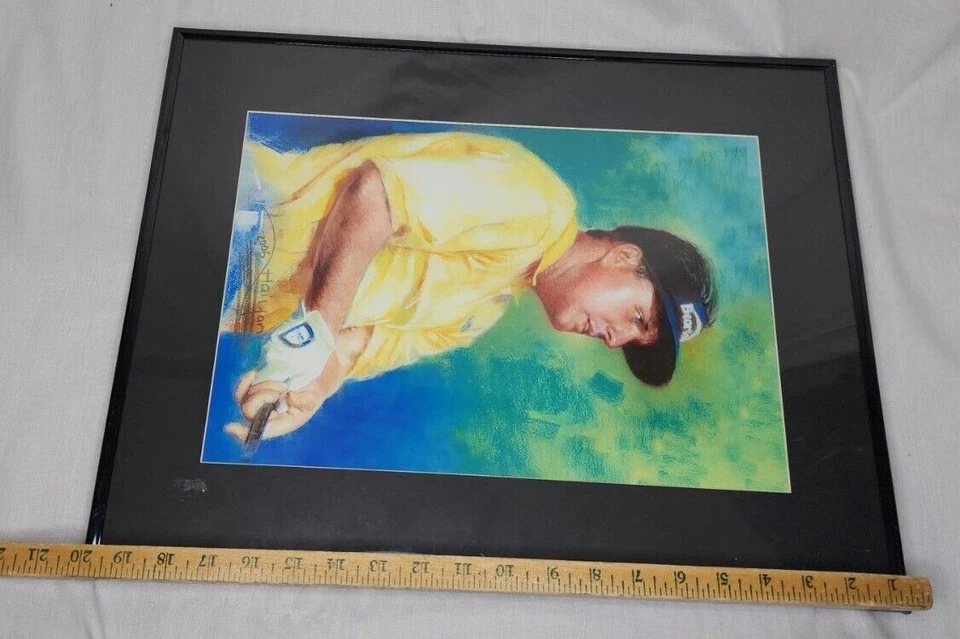 PHIL MICKELSON Golf ART Memoribilia 16" X 20" Hermosa impresión Firmada Haiyan 2006 Foto 4 de 4