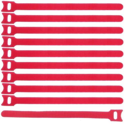 10 x Klettband 20 cm x 25 mm rot Klettkabelbinder Kabelbinder Kabelklettband - Bild 1 von 6
