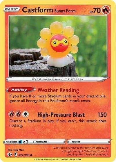 Pokemon - Castform Sunny Form - 022/198 - Chilling Reign - NM/M