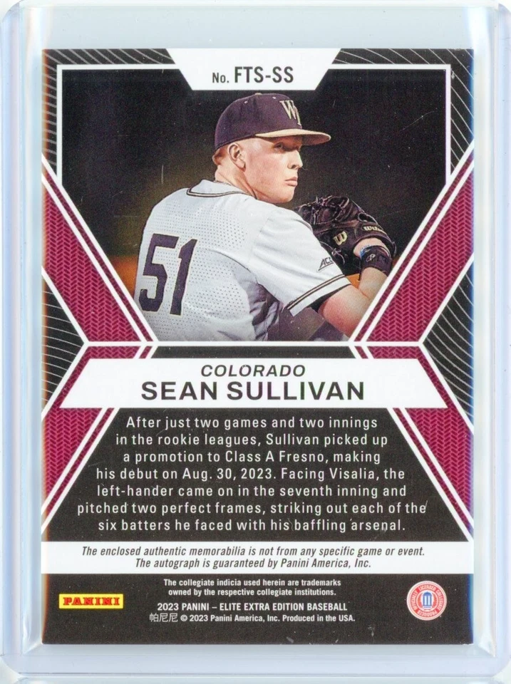 2023 Panini Elite Extra Edition SEAN SULLIVAN AUTO Jersey Relic RC Rookie 94/99 - Image 2 of 2