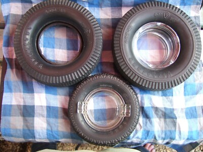 Super Vintage 60er Jahre 3er Set Firestone Werbung Aschenbecher!