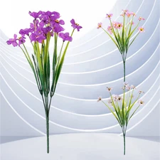 Artificial Flowers 6 Bundles Fake Violet Flowers Outdoor Home Decor UV Resistant