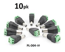 10-PACK CCTV Security Camera 2-Pin/Screw to DC Power Male Adapter, PL-D04-10