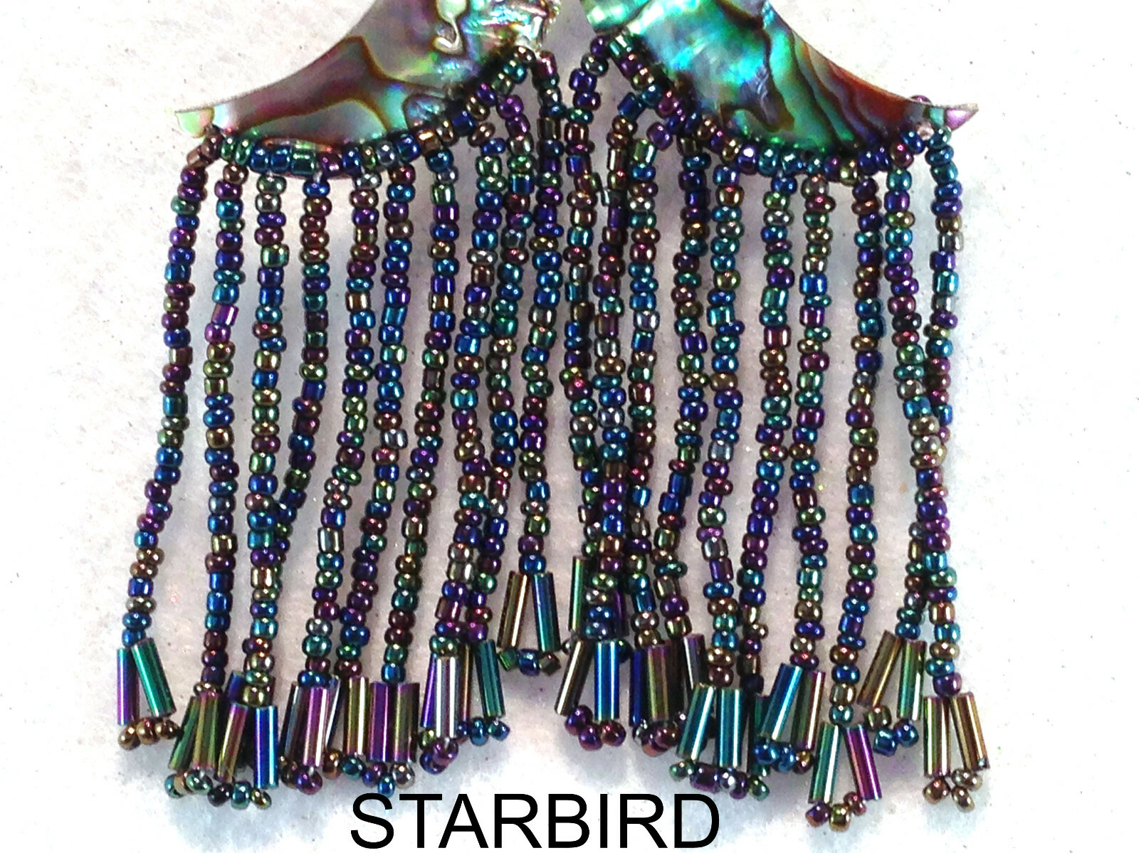 ABALONE, PAUA SEASHELL DANGLE BEADED EARRINGS 80'… - image 5