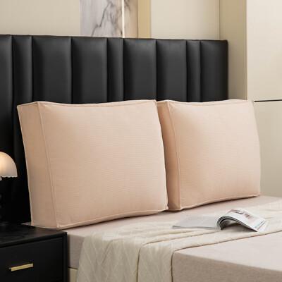 Thick Sofa Back Cushion Headboard Wedge Pillow w/ Removable Cover for Couch&Bed