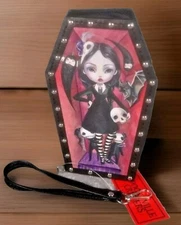 Coffin Girl Vinyl Wallet- Wristlet Halloween Novelty Gift- Goth- Wednesday Adams