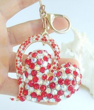 Sweet Love Heart Keychain Pendant Rhinestone Crystal KP04817