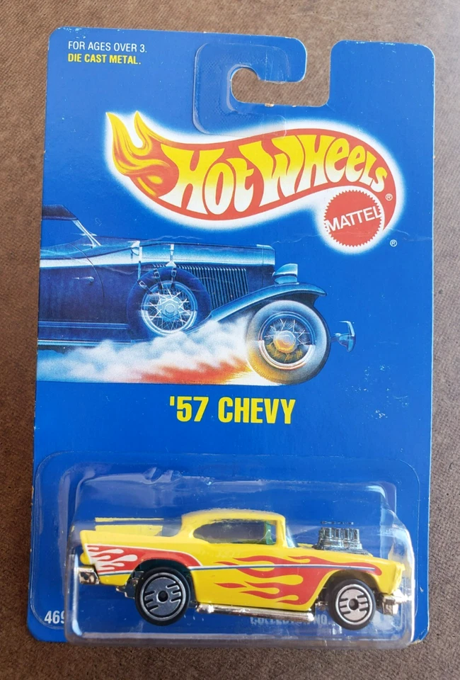 1992 Hot Wheels '57 CHEVY CHEVROLET Yellow #157 Mainline Series Hot Ones! Wheels - Image 4 of 4
