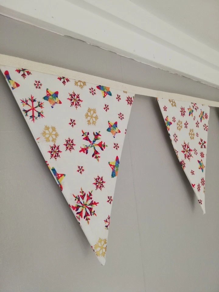 Rainbow Snowflake Fabric Christmas Bunting Foto 2 de 4
