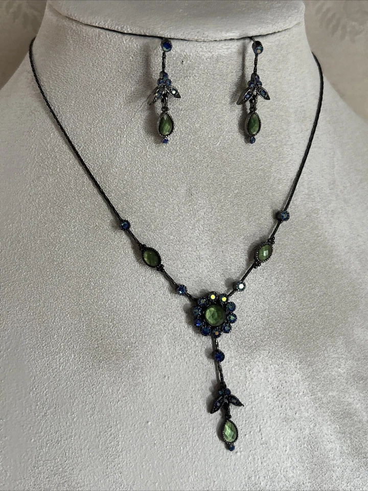 Conjunto de Pendientes Collar Lia Sophia Stargaze Tono Hematita Firmado Lariat Súper Raro Foto 3 de 4