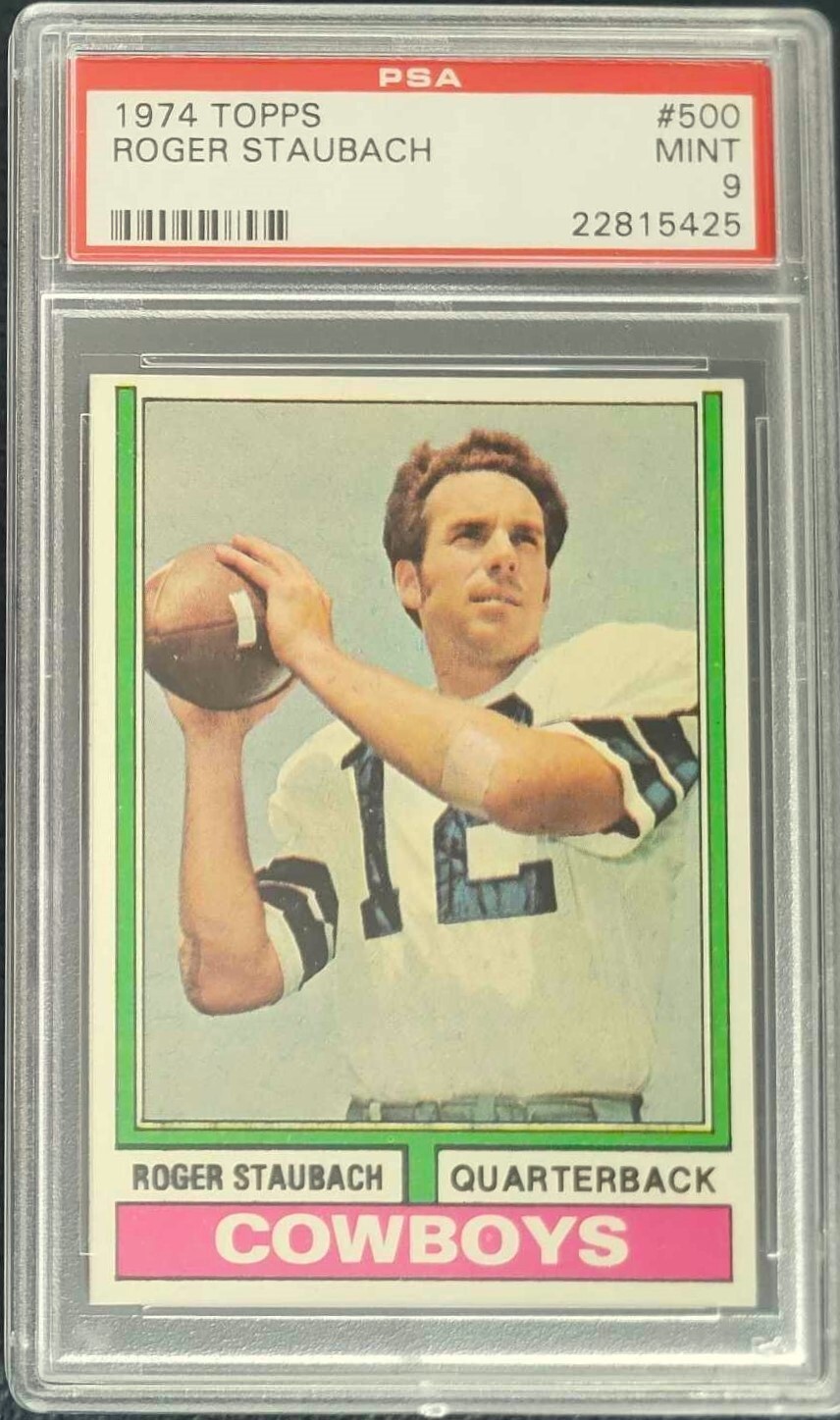 **CENTERED PSA 9 MINT**  1974 Topps #500 Roger Staubach Dallas Cowboys