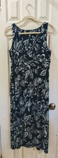 CHAPS Sleeveless Navy, Light Blue, and White Floral Pattern Dress Size XL 