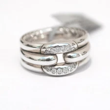 DAVID YURMAN New Ladies Thoroughbred Cushion Link Ring Silver Diamonds Size 9