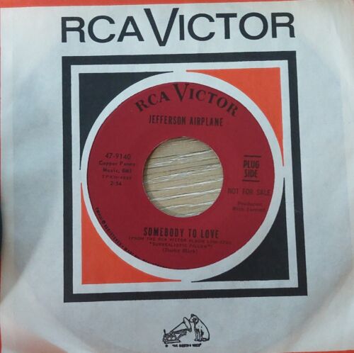 Jefferson Airplane Somebody To Love 45 RPM Maroon RCA Promo Label - Afbeelding 1 van 1