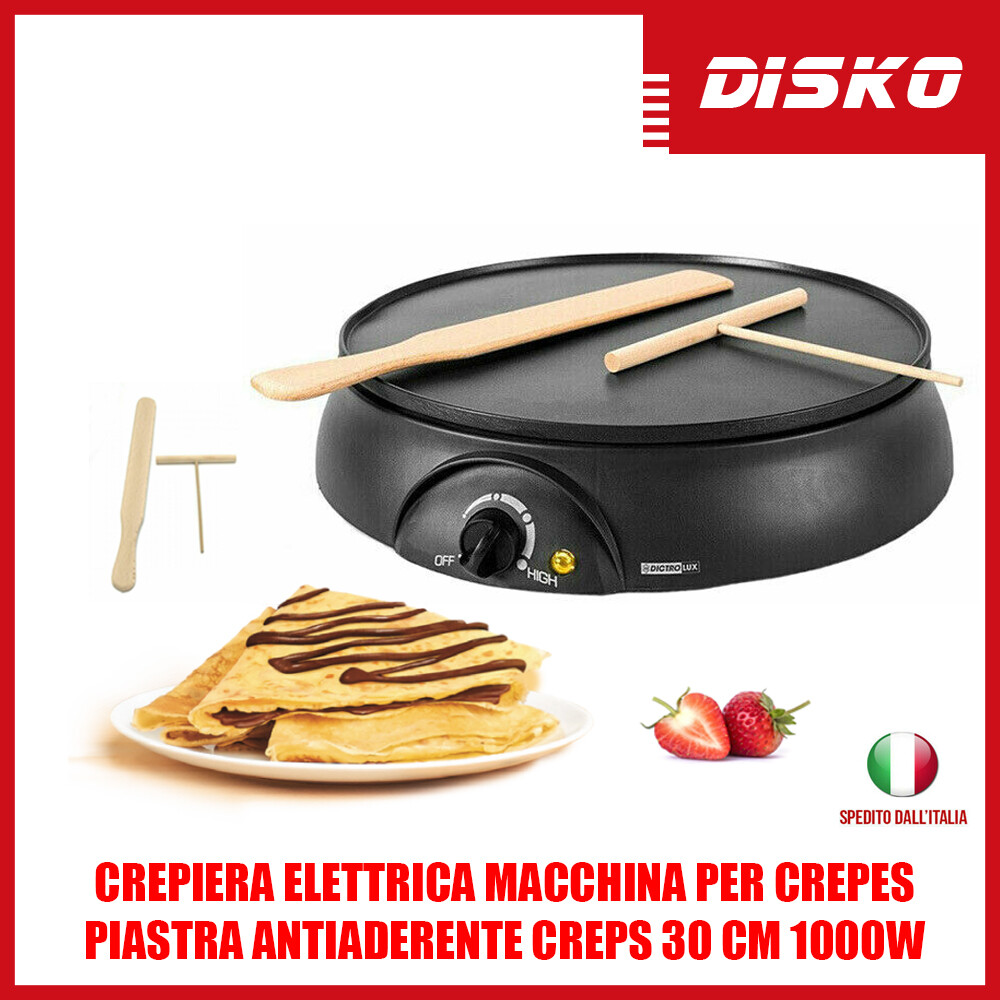 Piastra per Crepes Elettrica 1000W - Diametro 30cm - Termostato Regolabile