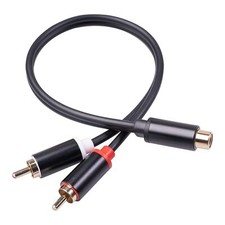 Black 2 RCA Male to 1 RCA Female Stereo Y Adapter Subwoofer Cable Gold Plated...