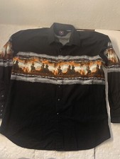 Panhandle Slim Western Wear Pearl Snap Long Sleeve Shirt Men's Size XL Black