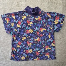 Vtg Nike T Shirt Womens M Blue Geometric Collared Boxy 90s Y2K Hip Hop Street