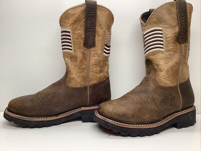 MENS JB DILLON COWBOY SQ TOE BULLHIDE DARK BROWN BOOTS SIZE 6.5 EEE