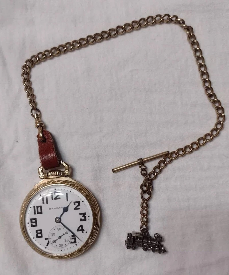 Vtg 1948 Hamilton 992B Railroad Grade 21 Jewel Pocket Watch 10k Gold FD Model 4 - Image 4 of 4