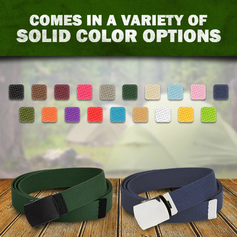 Hold’Em Military Canvas Webbing Belts for MEN’S–Polished Silver Buckle – Univers - Image 4 of 4