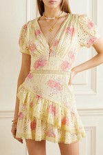 LOVESHACKFANCY Bea Cotton Eyelet Mini Dress Size 0