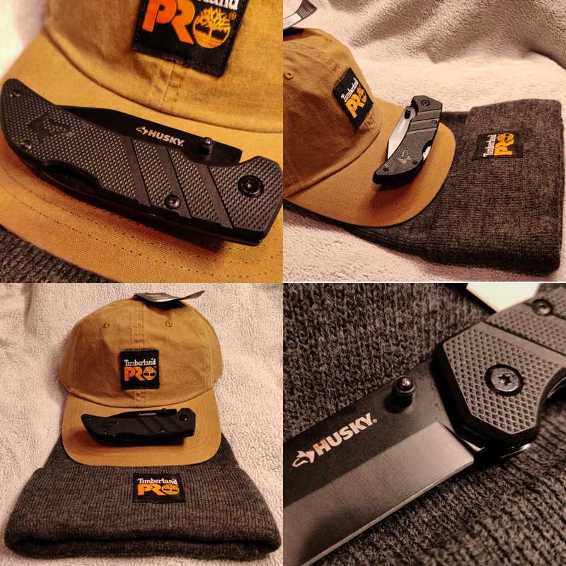 Hat, Knife Bundle: TIMBERLAND Pro Cap & Beanie NWT | HUSKY Tanto Blade Lockback