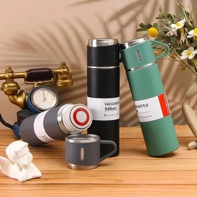 Thermos Isotherme en Acier Inox 500ml - Gourde Coffret Cadeau de Bureau - Photo 1/4