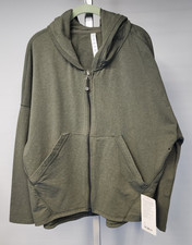 lululemon 2014 Hold Your Om Hoodie Full Zip Green French Terry NWT Womens 12