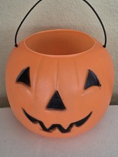 Vtg Halloween Pumpkin Blow Mold Pail Bucket Trick-or-treat Made In USA