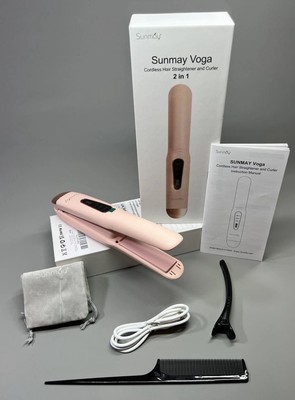SUNMAY Voga Akku Haarglätter und Lockenstab Mini Glätteisen Lockenstab