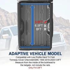 Aluminum Lo Pro Hard Tri Fold Tonneau Cover For Silverado/Sierra 1500 19-24 5.8'