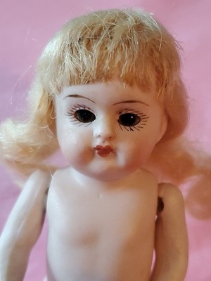 5'' Antique German Bisque Pouty Kestner Mignonette Doll 158 4/ Orig Wig Sleep Eye