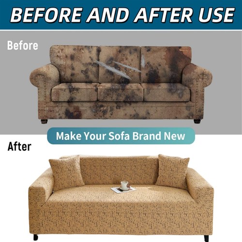 Couch Covers Jacquard Stretch Fit Lounge Sofa Slip Cover 1/2/3/4 Seater Washable - Picture 4 of 28