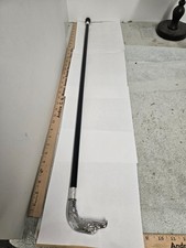 handmade cane walking stick, silver eagle handle, wood shaft, appx 36"