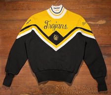 Vtg Black And Yellow Trojans Cheer Sweater Size 44 Made In USA