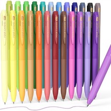 Quick Dry Ink Colored Pens Set, 24 Colors Retractable Pen, 0.7mm Fine Point C...