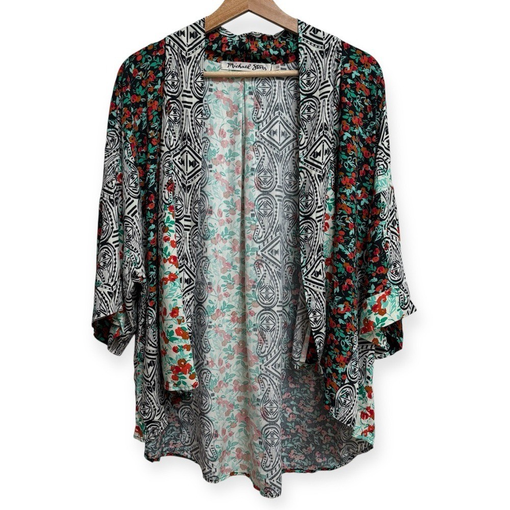 Michael Stars Mixed Pattern Patchwork Open Front … - image 1