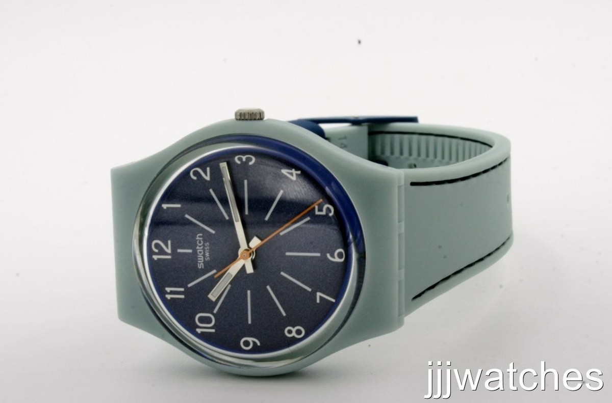 Vintage Swatch Swiss Women 34mm Blue Stitch Water Resistant Silicone Gm184 new New Swiss Swatch Blue Stitches Light Teal Silicone Strap  main image 2