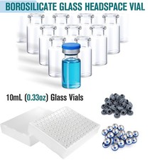 100/200/500/1000Pcs 10ml Clear Glass Vials Headspace Vials with Flip Off Caps US
