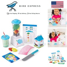 Pretend Play Smoothie Maker Blender Set with Wooden Food and Accessories